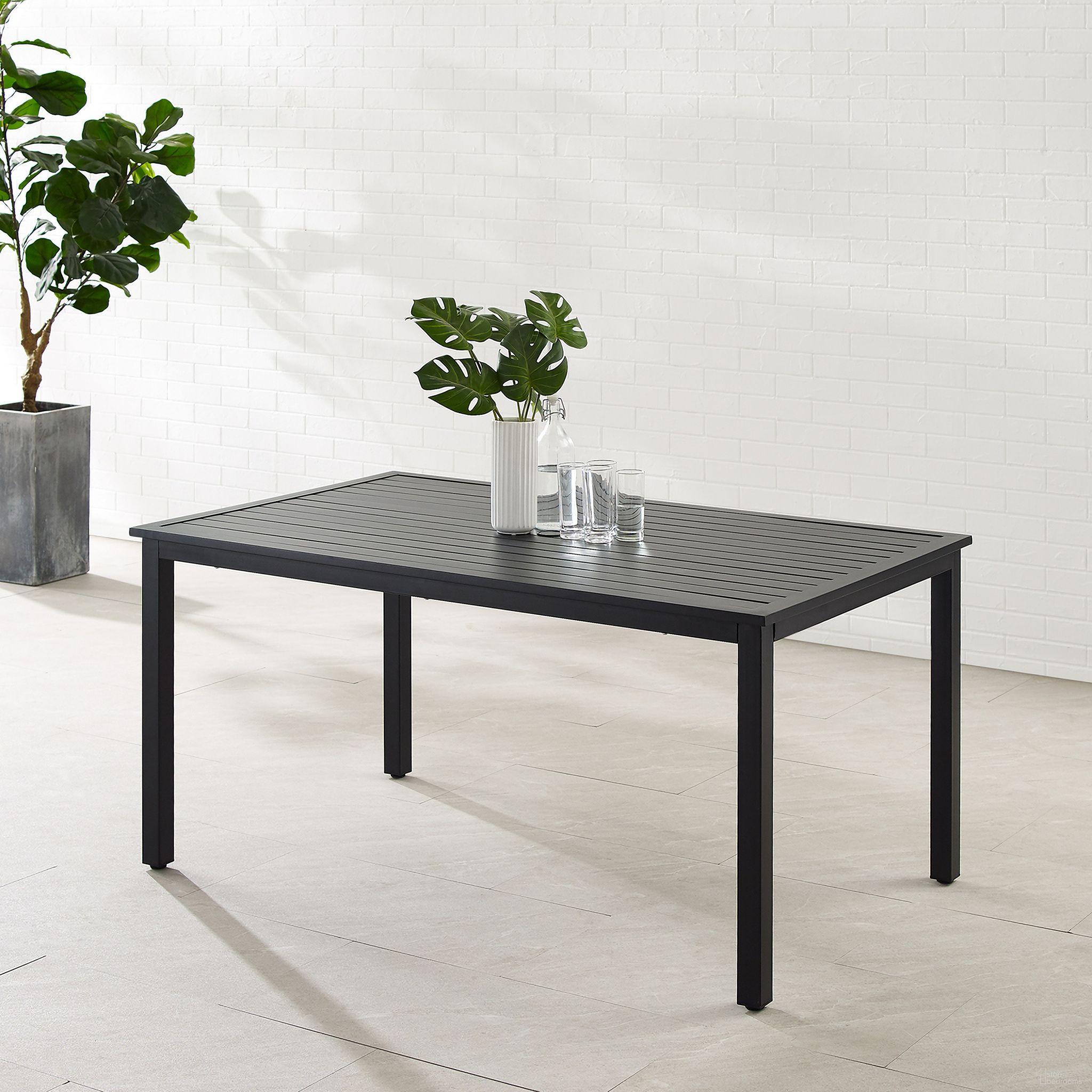 The appearance of Hansen Outdoor Dining Table In Matte Black designed by Crosley Brands in the modern / contemporary interior design. This matte black piece of furniture was selected by 1StopBedrooms from Hansen Collection to add a touch of cosiness and style into your home. Sku: CO6305-MB. Material: Steel.