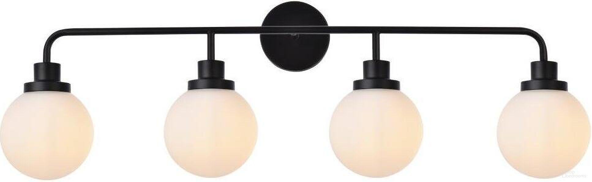 Hanson 4 Lights Bath Sconce In Black With Frosted Shade