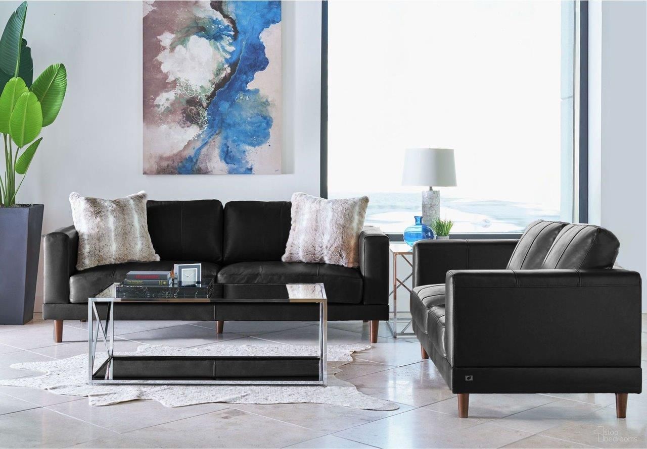 The appearance of Hanson Fiero Black Leather Living Room Set designed by Picket House in the modern / contemporary interior design. This black piece of furniture was selected by 1StopBedrooms from Hanson Collection to add a touch of cosiness and style into your home. Sku: UHT3780300;UHT3780200. Material: Leather.