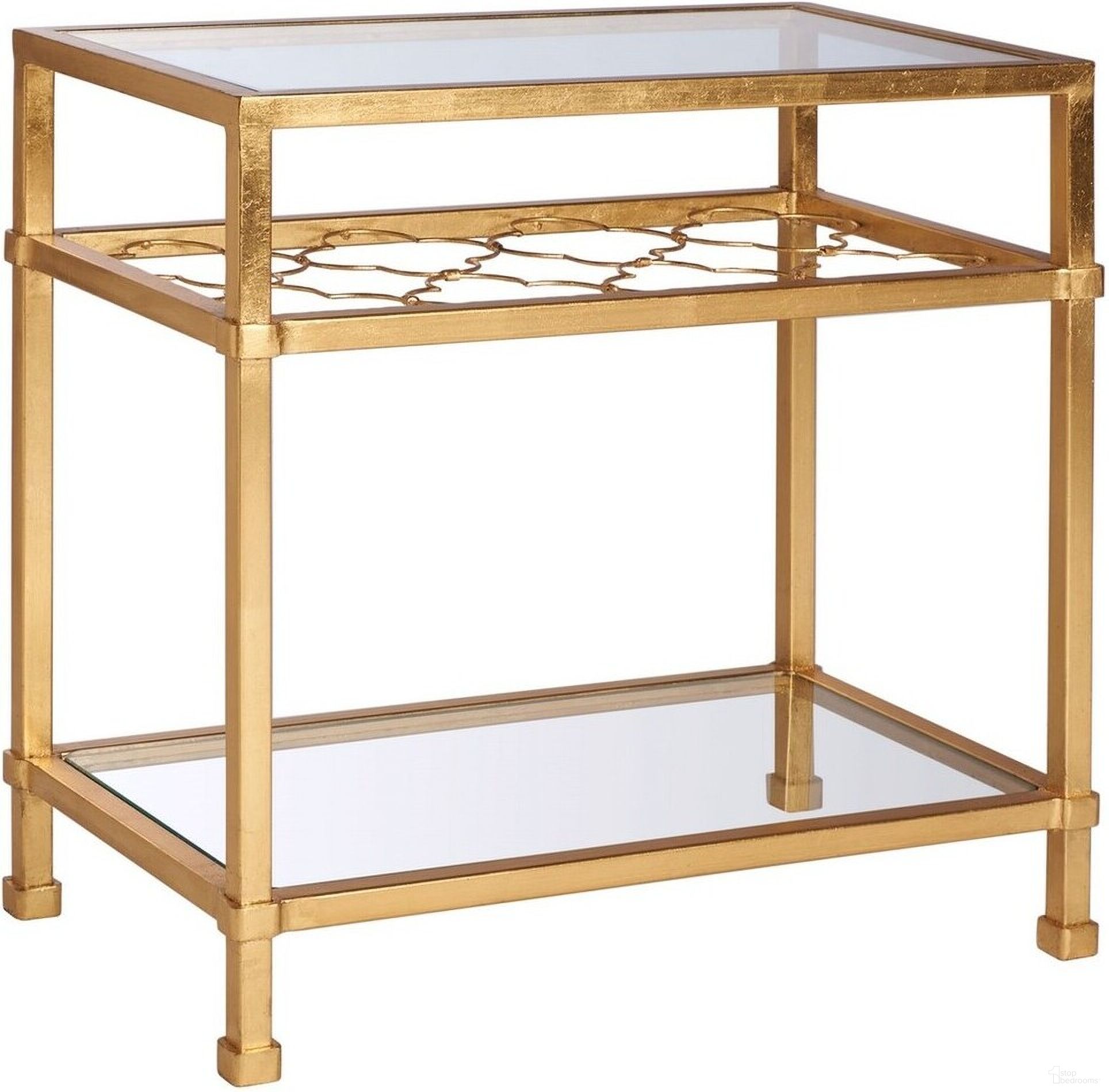 Hanzel Side Table In Gold and Glass