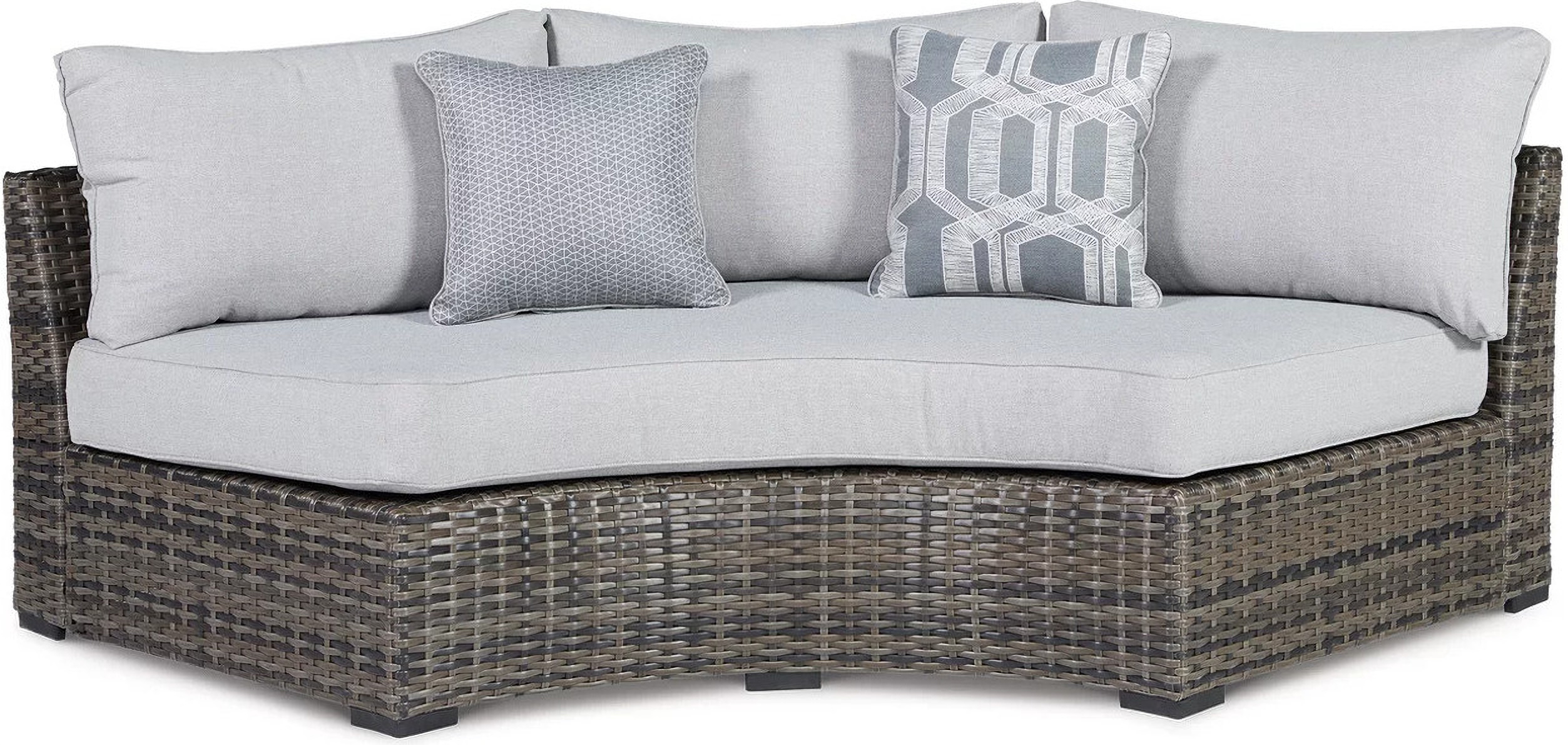 Harbor Court Gray Outdoor Curved Loveseat by Ashley Furniture