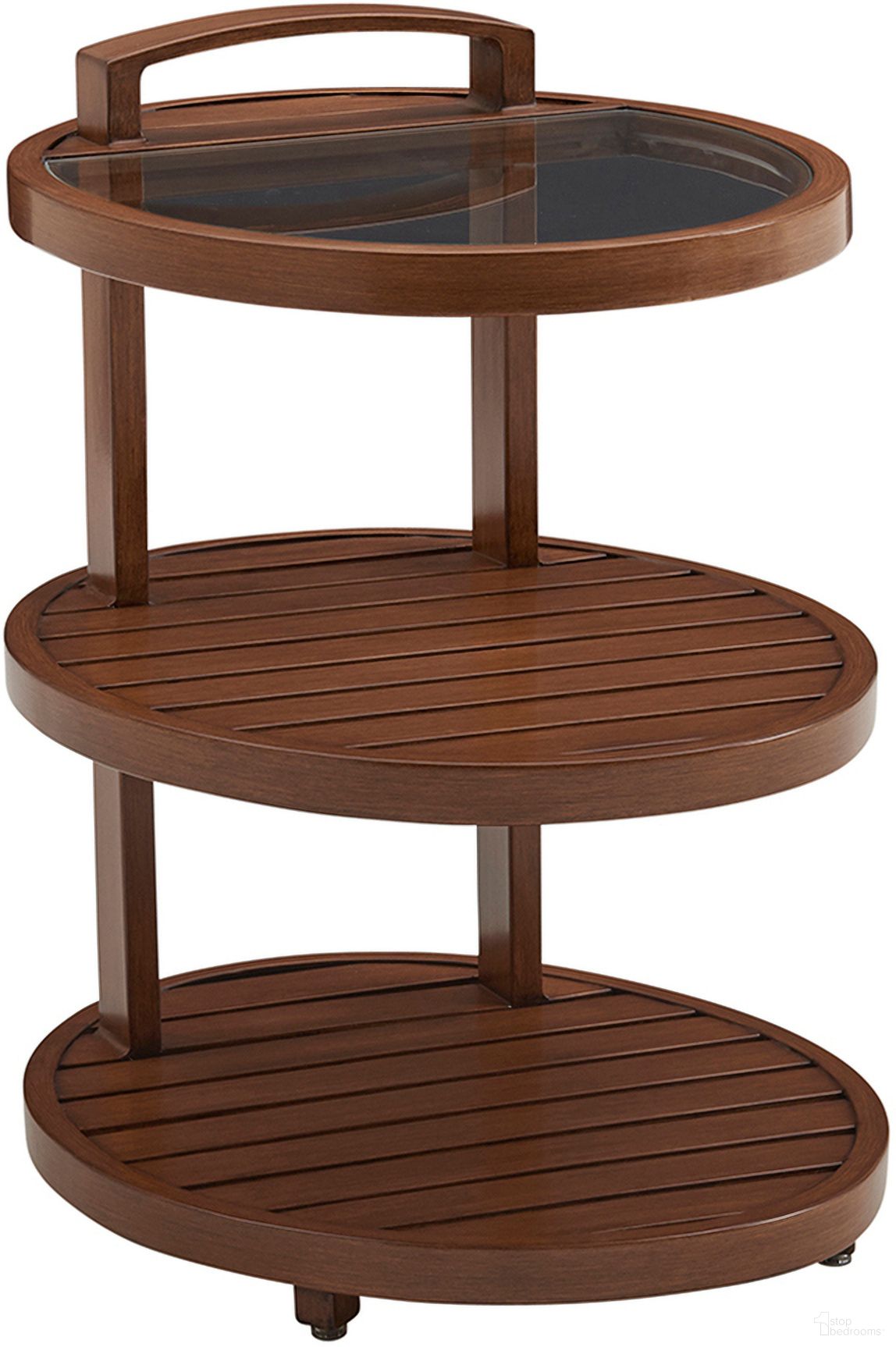 The appearance of Harbor Isle Tiered End Table In Walnut designed by Tommy Bahama in the transitional interior design. This walnut piece of furniture  was selected by 1StopBedrooms from Harbor Isle Collection to add a touch of cosiness and style into your home. Sku: 3935-958. Material: Wood.