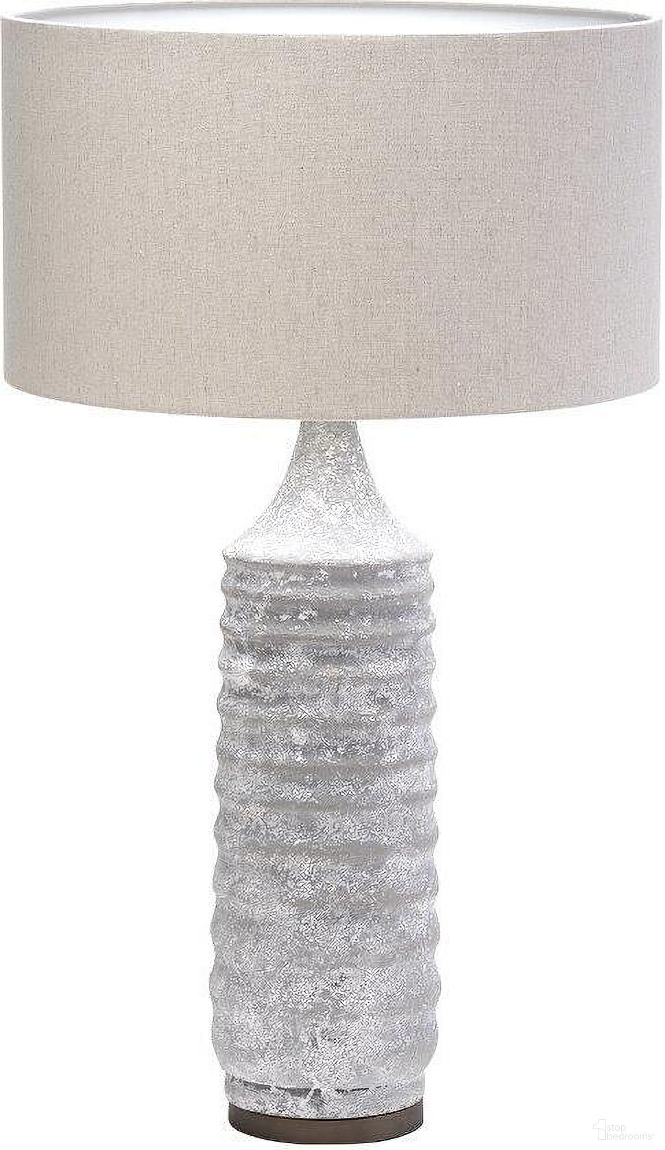 Harlan 30.5 Inch Beige-Toned Fabric Shade Gray Concrete Base Table Lamp