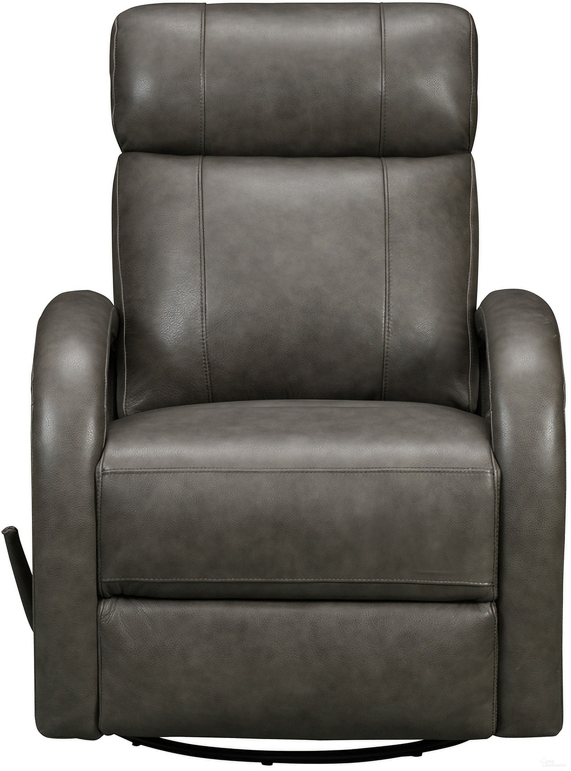 The appearance of Harlee Swivel Glider Recliner In Gray designed by BarcaLounger in the modern / contemporary interior design. This gray piece of furniture was selected by 1StopBedrooms from Harlee Collection to add a touch of cosiness and style into your home. Sku: 81365370692. Material: Leather.