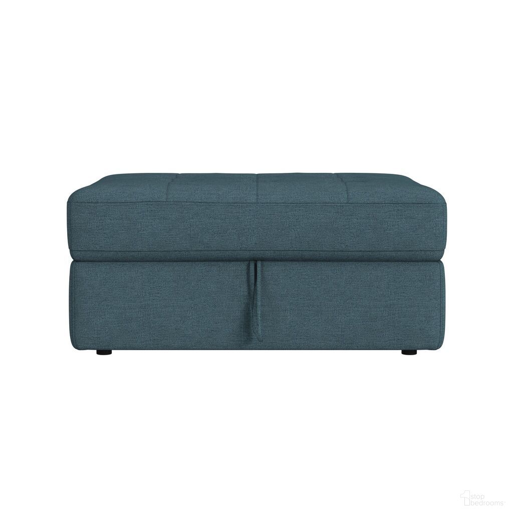 Harleigh Storage Ottoman In Black and Teal