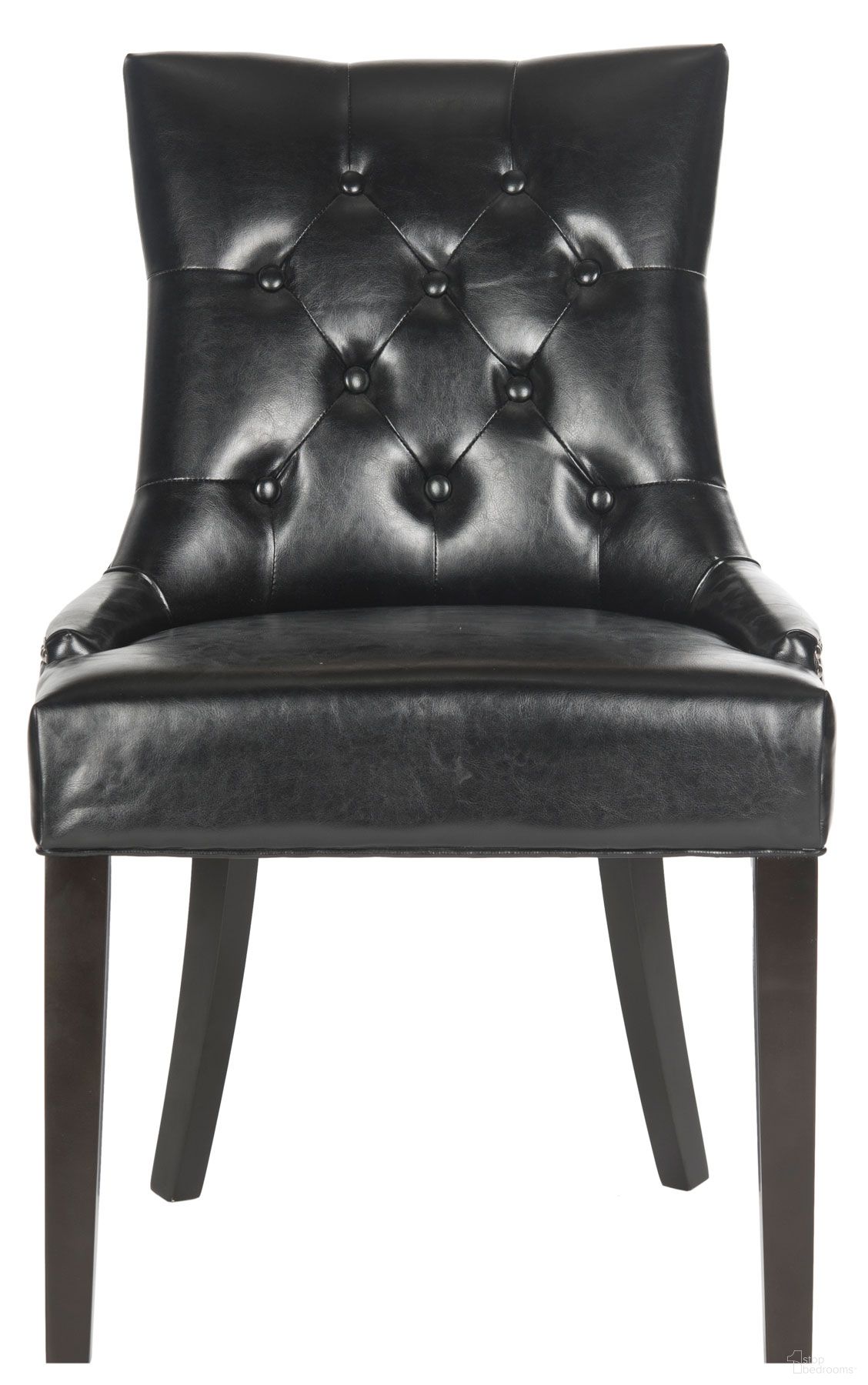 The appearance of Harlow 19 Inch Tufted Ring Chair Set of 2 with Silver Nail Heads in Black designed by Safavieh in the modern / contemporary interior design. This black piece of furniture was selected by 1StopBedrooms from Harlow Collection to add a touch of cosiness and style into your home. Sku: MCR4716C-SET2. Material: Wood. Chair Type: Side Chair.
