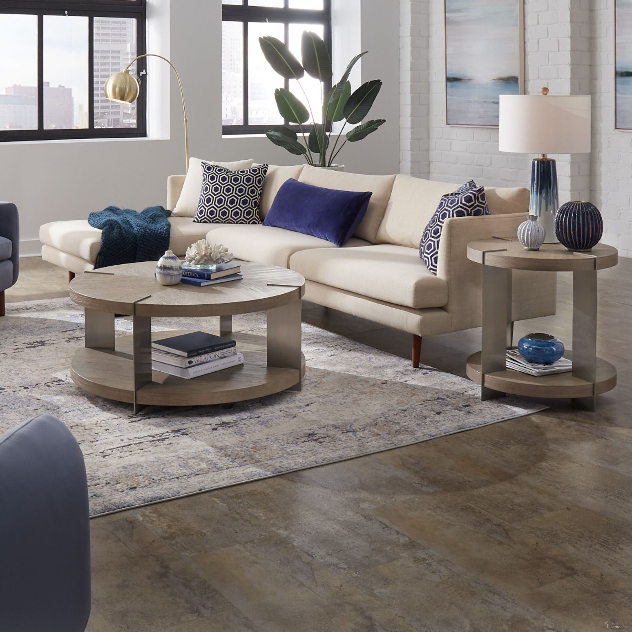 Harlow Round Occasional Table Set In Sandstone