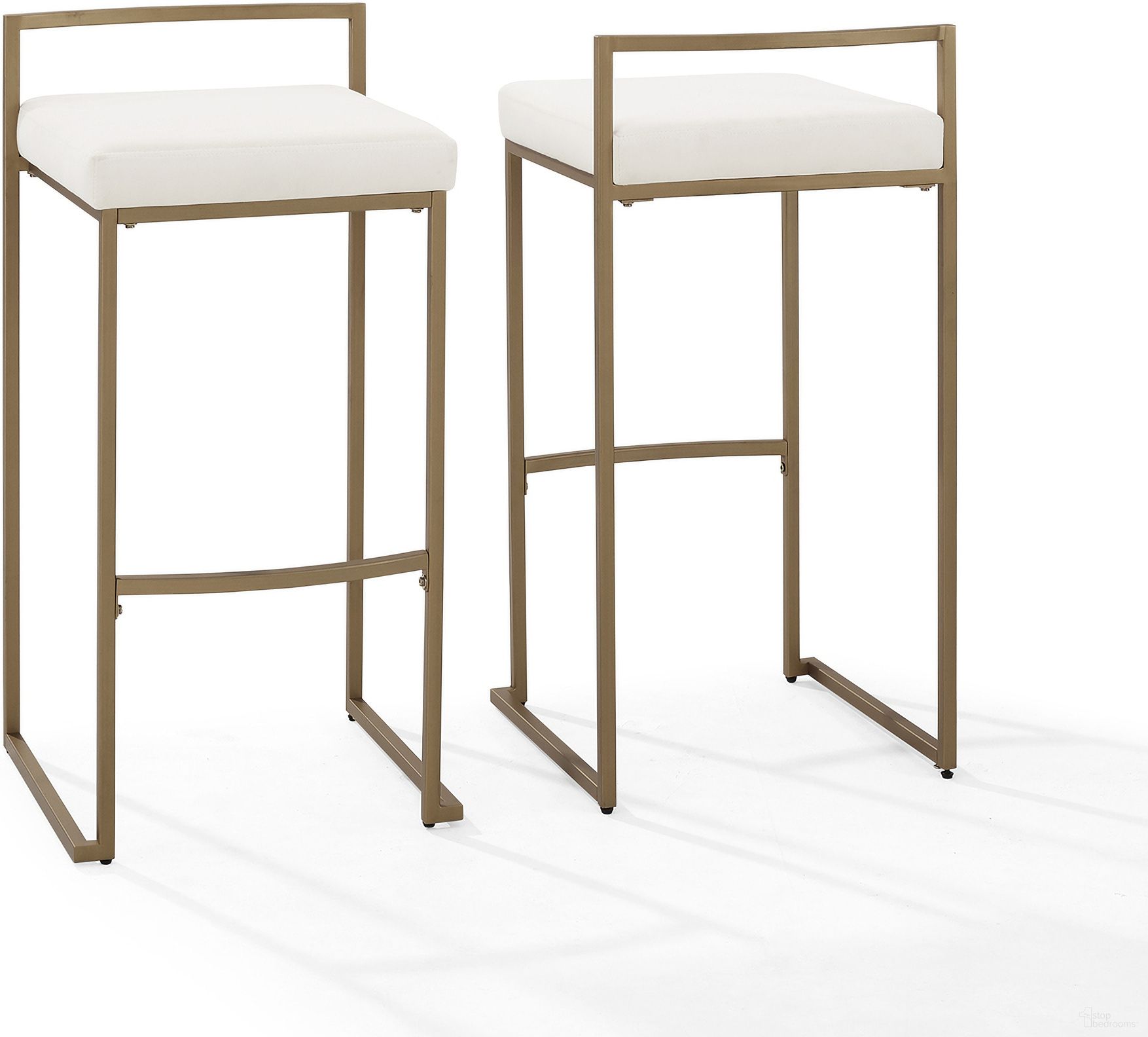 The appearance of Harlowe 2-Piece Barstool Set In Creme and Gold designed by Crosley Brands in the modern / contemporary interior design. This creme and gold piece of furniture was selected by 1StopBedrooms from Harlowe Collection to add a touch of cosiness and style into your home. Sku: CF501930-CR. Material: Steel.
