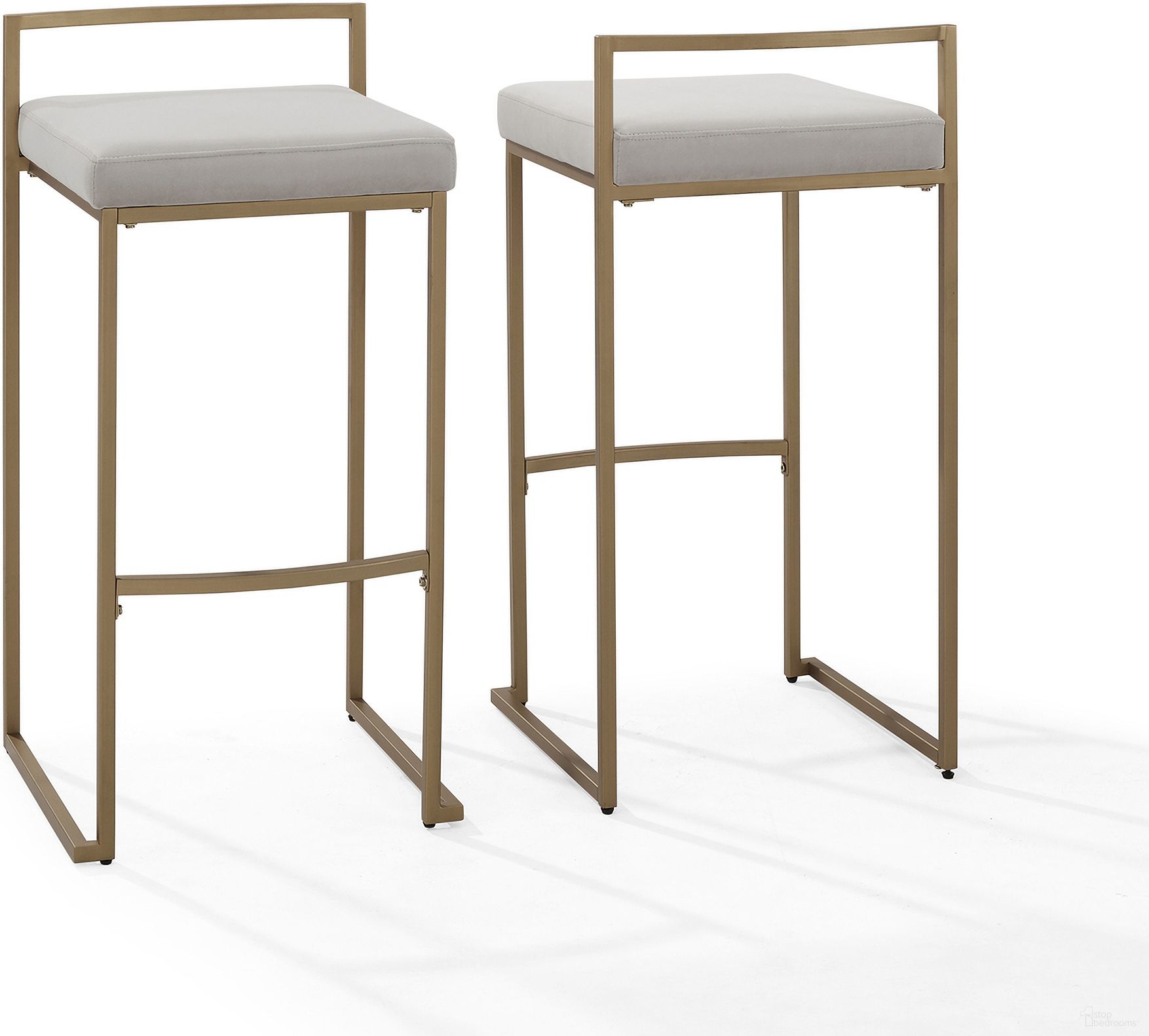 The appearance of Harlowe 2-Piece Barstool Set In Gray and Gold designed by Crosley Brands in the modern / contemporary interior design. This gray and gold piece of furniture was selected by 1StopBedrooms from Harlowe Collection to add a touch of cosiness and style into your home. Sku: CF501930-GY. Material: Steel.