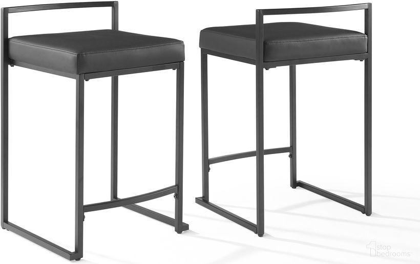 The appearance of Harlowe 2-Piece Counter Height Barstool Set In Black and Matte Black designed by Crosley Brands in the modern / contemporary interior design. This black and matte black piece of furniture was selected by 1StopBedrooms from Harlowe Collection to add a touch of cosiness and style into your home. Sku: CF501924-BK. Material: Steel.