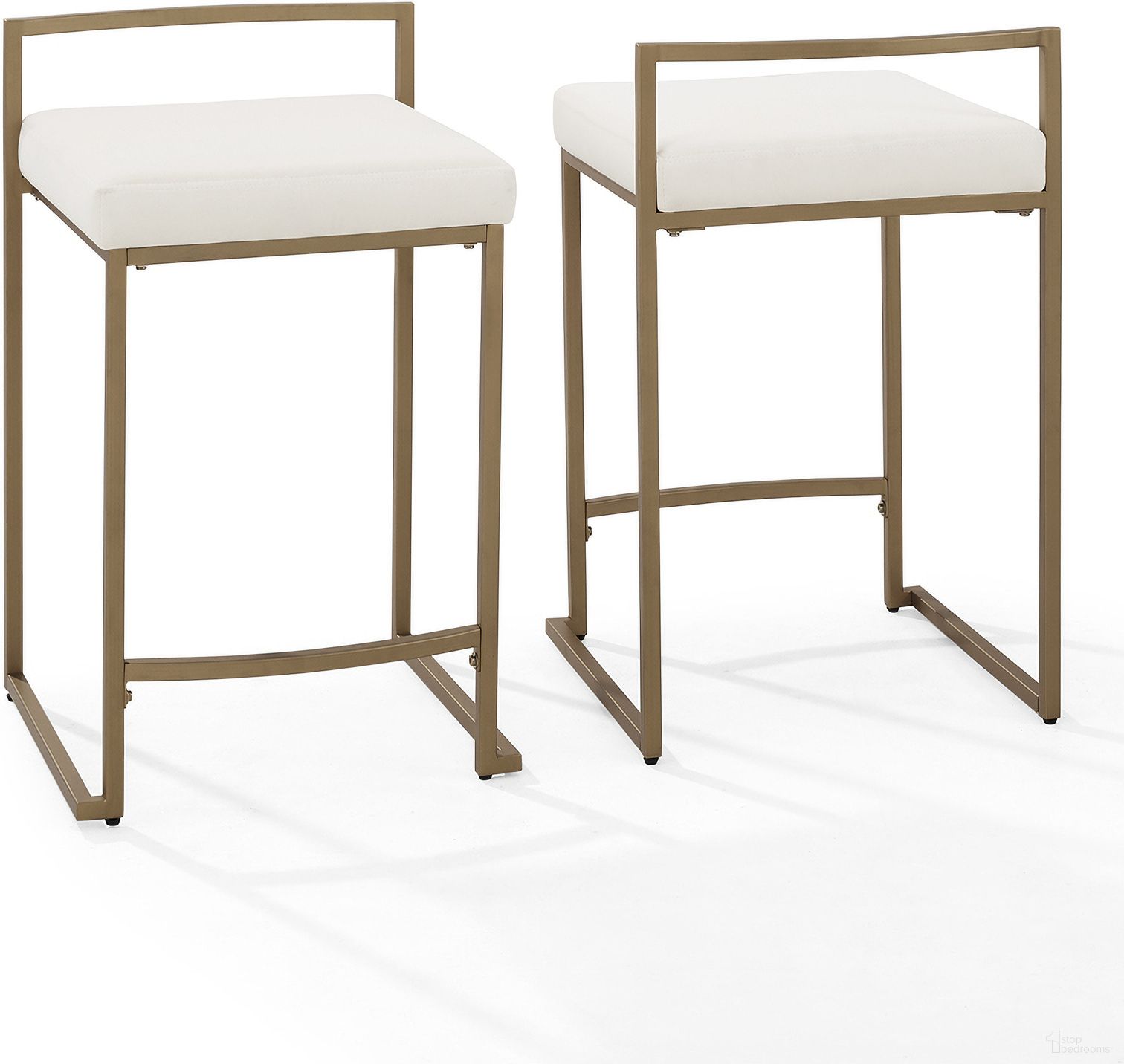 The appearance of Harlowe 2-Piece Counter Height Barstool Set In Creme and Gold designed by Crosley Brands in the modern / contemporary interior design. This creme and gold piece of furniture was selected by 1StopBedrooms from Harlowe Collection to add a touch of cosiness and style into your home. Sku: CF501924-CR. Material: Steel.