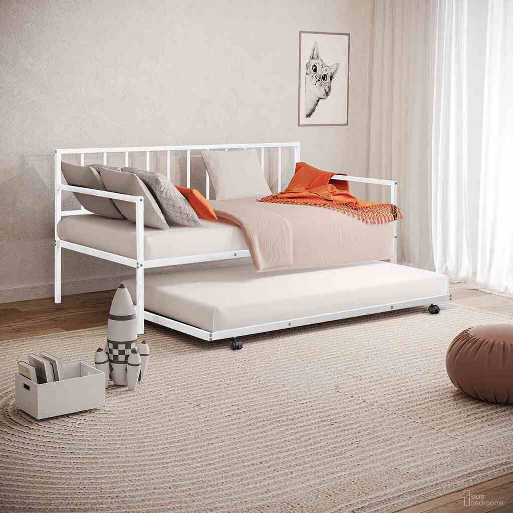 The appearance of Harmon Daybed with Trundle In White designed by Furniture of America in the modern / contemporary interior design. This white piece of furniture  was selected by 1StopBedrooms from Harmon Collection to add a touch of cosiness and style into your home. Sku: FM1001WH. Bed Type: Daybed. Material: Metal.