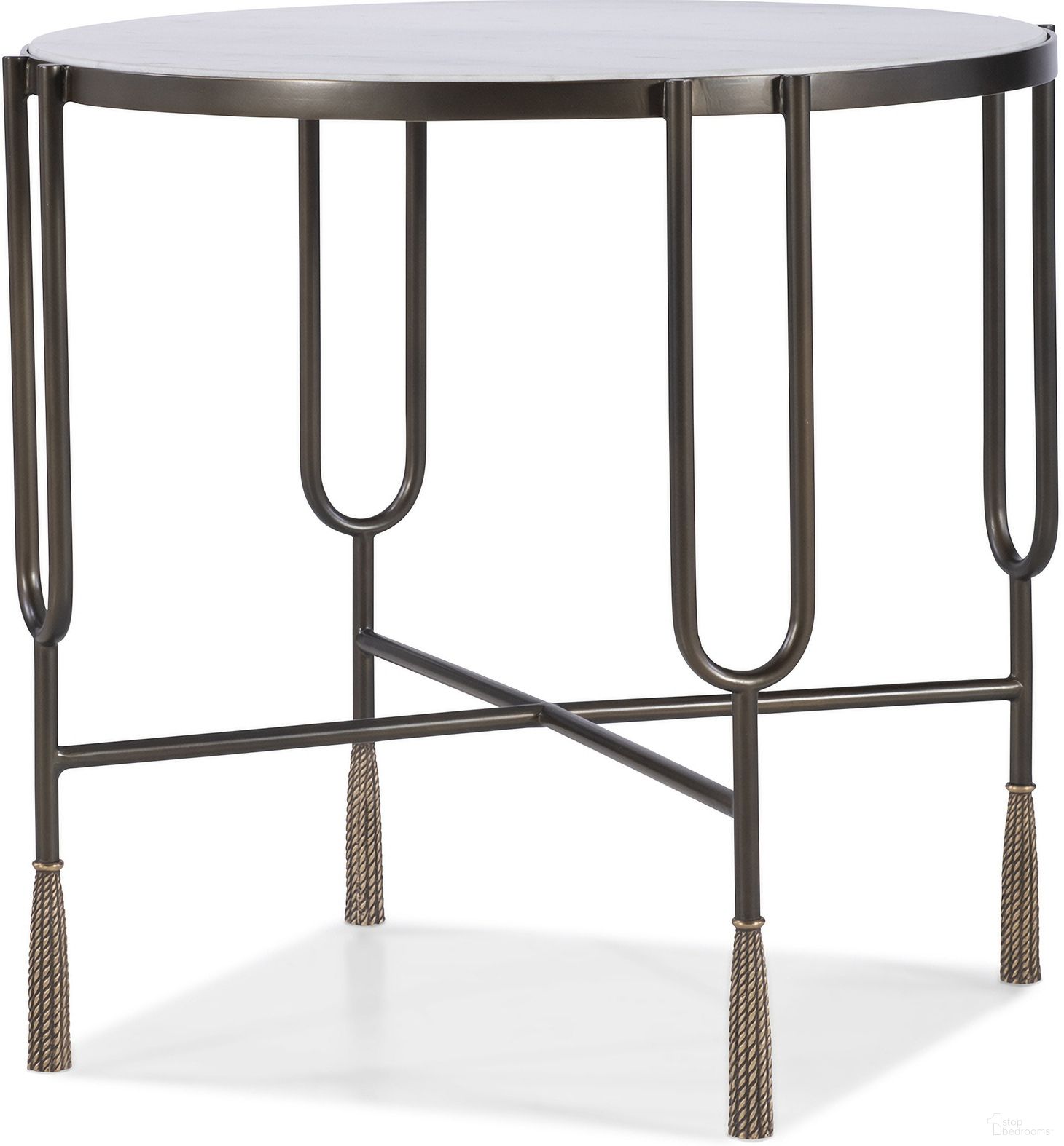 The appearance of Harmon Side Table In White designed by Century Furniture in the interior design. This white piece of furniture was selected by 1StopBedrooms from Grand Tour Furniture Collection to add a touch of cosiness and style into your home. Sku: SF6131B;SF6131T. Material: Metal.