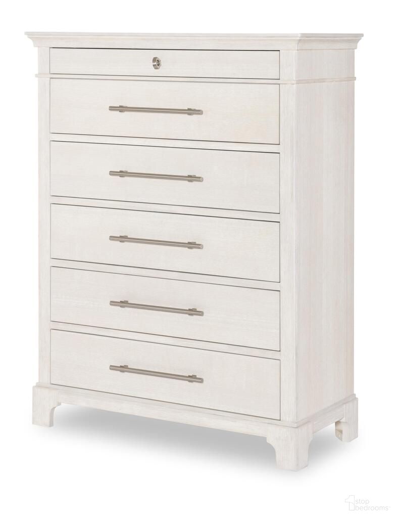 The appearance of Harmony 6 Drawer Chest In Prelude Frost designed by Legacy Classic in the transitional interior design. This prelude frost piece of furniture was selected by 1StopBedrooms from Harmony Collection to add a touch of cosiness and style into your home. Sku: TY5800-2200. Material: Ash Veneer.