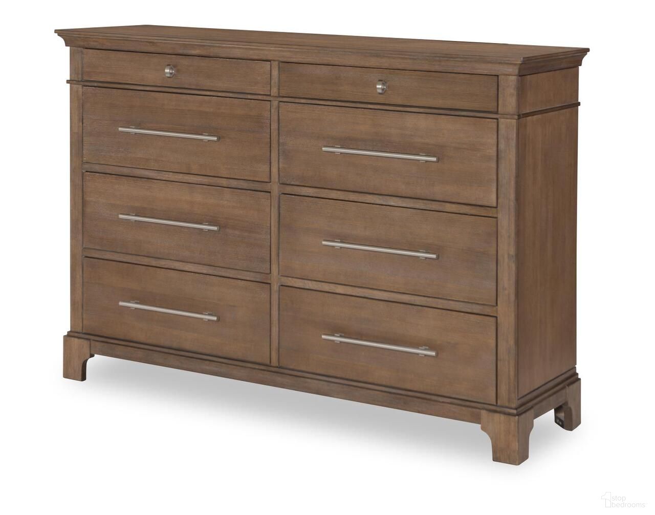 The appearance of Harmony 8 Drawer Dresser In Ovation Tweed designed by Legacy Classic in the transitional interior design. This ovation tweed piece of furniture  was selected by 1StopBedrooms from Harmony Collection to add a touch of cosiness and style into your home. Sku: TY5801-1200. Material: Ash Veneer.