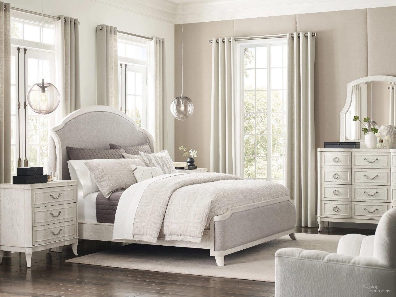 The appearance of Harmony Bedroom Set In Eggshell designed by American Drew in the modern / contemporary interior design. This eggshell piece of furniture was selected by 1StopBedrooms from Harmony Collection to add a touch of cosiness and style into your home. Sku: 266-313;266-314;266-420. Material: Wood. Bed Size: Queen. Bed Type: Upholstered Bed.