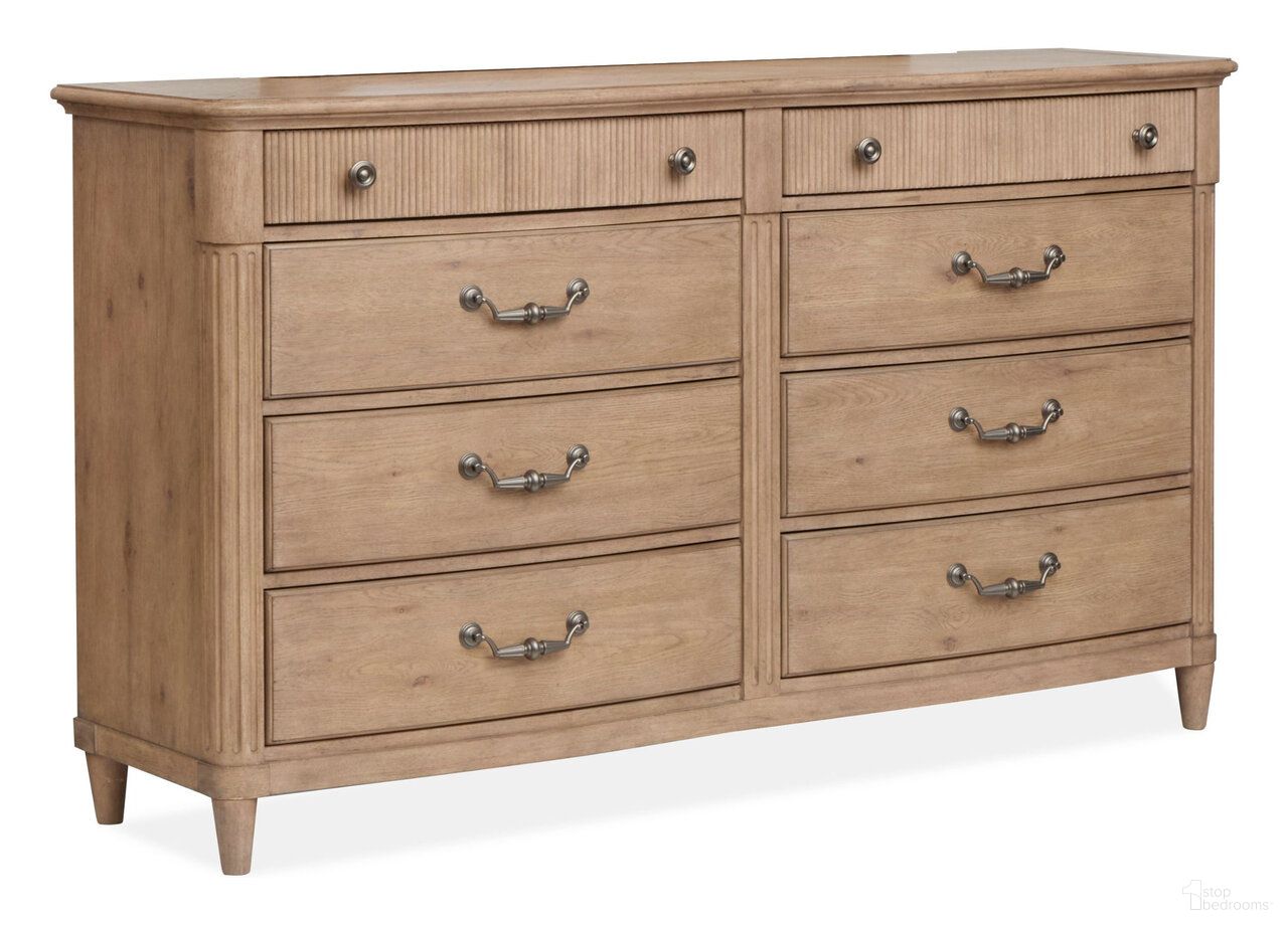 The appearance of Harmony Heights Double Drawer Dresser In Belgium Wheat designed by Magnussen in the transitional interior design. This belgium wheat piece of furniture was selected by 1StopBedrooms from Harmony Heights Collection to add a touch of cosiness and style into your home. Sku: B6400-22. Material: Oak Veneer.