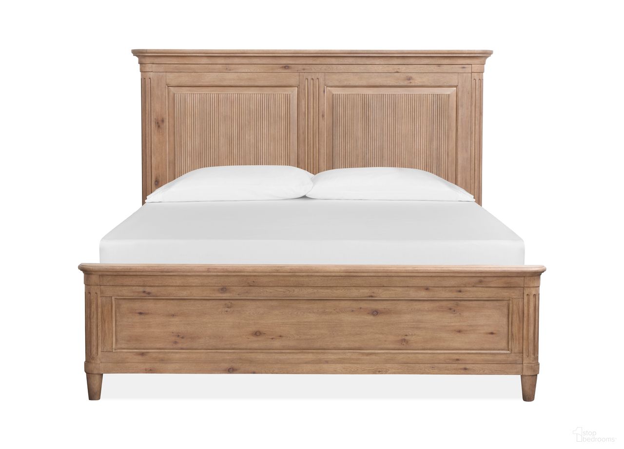 The appearance of Harmony Heights Queen Panel Bed In Belgium Wheat designed by Magnussen in the transitional interior design. This belgium wheat piece of furniture  was selected by 1StopBedrooms from Harmony Heights Collection to add a touch of cosiness and style into your home. Sku: B6400-54H;B6400-54F;B6400-54R. Bed Type: Panel Bed. Bed Size: Queen. Material: Oak Veneer.