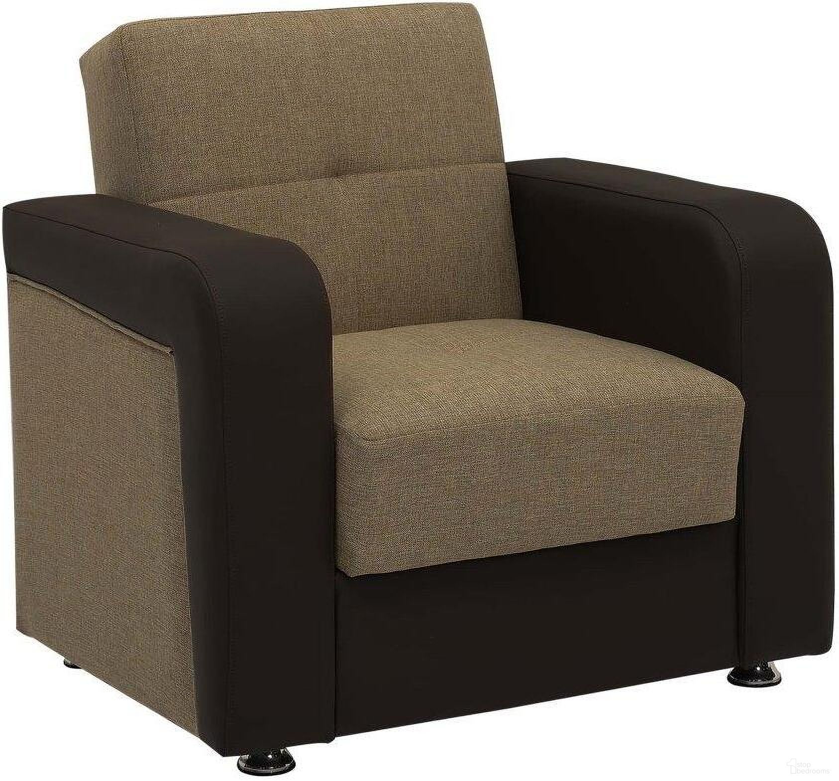 The appearance of Harmony Upholstered Convertible Armchair with Storage In Brown designed by Casamode in the modern / contemporary interior design. This brown piece of furniture was selected by 1StopBedrooms from Harmony Collection to add a touch of cosiness and style into your home. Sku: HAR-BN-PU-AC. Material: Chenille.