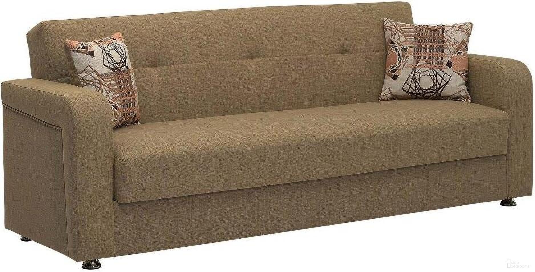 The appearance of Harmony Upholstered Convertible Sofabed with Storage In Brown HAR-BN-SB designed by Casamode in the modern / contemporary interior design. This brown piece of furniture  was selected by 1StopBedrooms from Harmony Collection to add a touch of cosiness and style into your home. Sku: HAR-BN-SB. Material: Chenille.