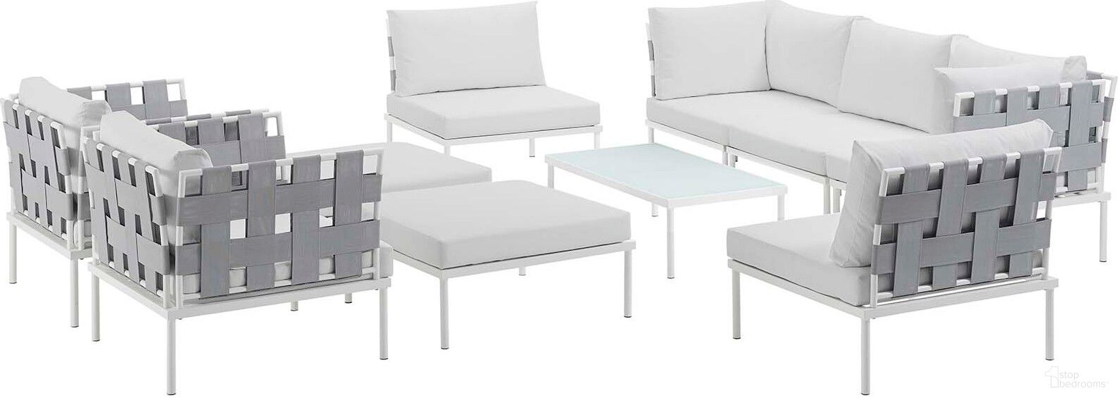 The appearance of Harmony White 10 Piece Outdoor Patio Aluminum Sectional Sofa Set designed by Modway in the modern / contemporary interior design. This white piece of furniture  was selected by 1StopBedrooms from Harmony Collection to add a touch of cosiness and style into your home. Sku: EEI-2237-WHI-3;EEI-2237-WHI-4;EEI-2237-WHI-6;EEI-2237-WHI-7;EEI-2237-WHI-8;EEI-2237-WHI-GRY-1;EEI-2237-WHI-3;EEI-2237-WHI-7;EEI-2237-WHI-8;EEI-2237-WHI-GRY-1;EEI-2237-WHI-3;EEI-2237-WHI-7;EEI-2237-WHI-8;EEI-2237-WHI-GRY-1;EEI-2237-WHI-3;EEI-2237-WHI-7;EEI. Material: Foam.