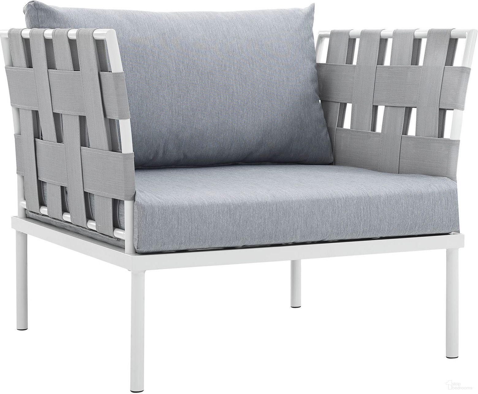 The appearance of Harmony White and Gray Outdoor Patio Aluminum Arm Chair designed by Modway in the modern / contemporary interior design. This white and gray piece of furniture was selected by 1StopBedrooms from Harmony Collection to add a touch of cosiness and style into your home. Sku: EEI-2602-WHI-GRY. Material: Foam.