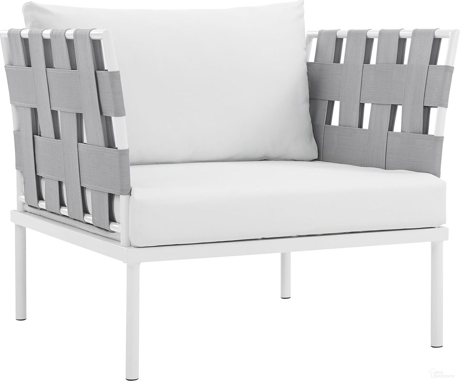 The appearance of Harmony White Outdoor Patio Aluminum Arm Chair designed by Modway in the modern / contemporary interior design. This white piece of furniture was selected by 1StopBedrooms from Harmony Collection to add a touch of cosiness and style into your home. Sku: EEI-2602-WHI-WHI. Material: Foam.