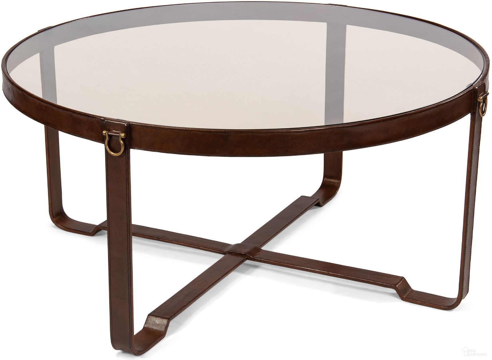 The appearance of Harness Brown Round Cocktail Table designed by Sarreid in the country / farmhouse interior design. This brown piece of furniture was selected by 1StopBedrooms from Harness Collection to add a touch of cosiness and style into your home. Sku: 29906. Material: Glass.