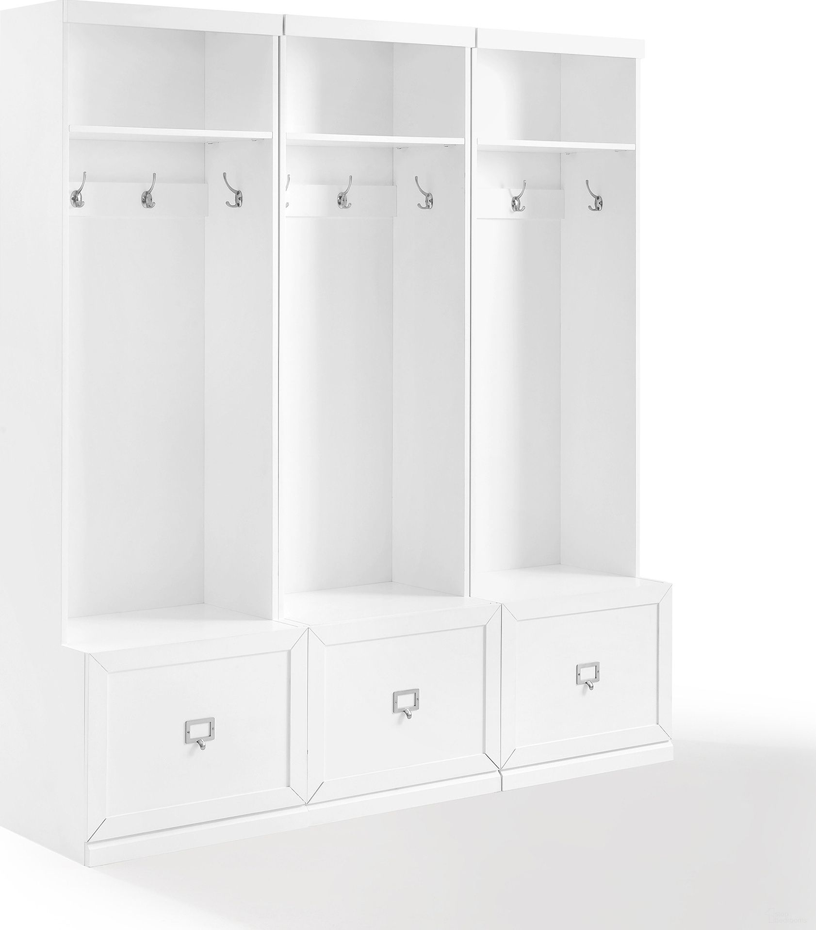 Harper 3-Piece Hall Tree Entryway Set In White