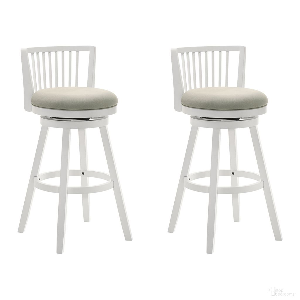 Harper 30 Inch Bar Height Swivel Barstool Set of 2 In Fog and Matte White