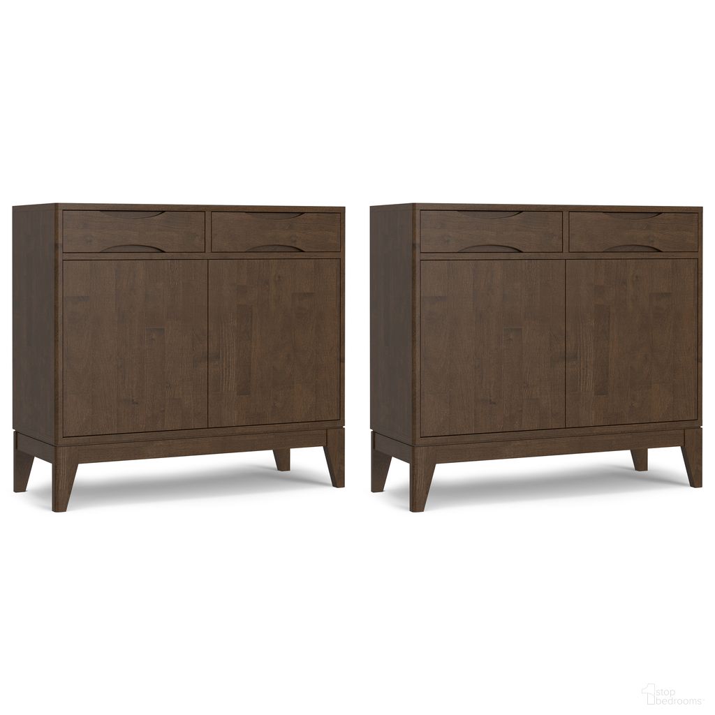 The appearance of Harper 36 Inch Storage Cabinet Set of 2 In Walnut Brown designed by Simpli Home in the transitional interior design. This walnut brown piece of furniture was selected by 1StopBedrooms from Harper Collection to add a touch of cosiness and style into your home. Sku: HAS240C001WB. Material: Rubberwood.