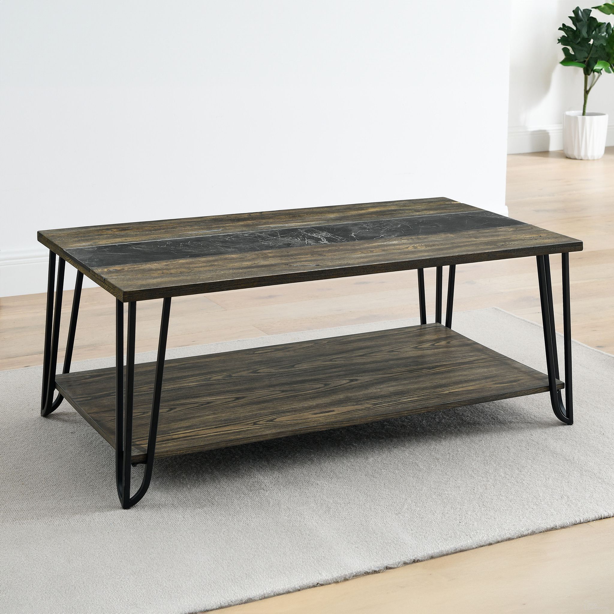 The appearance of Harper Cocktail Table with Sintered Stone Inlay In Brown designed by Steve Silver in the modern / contemporary interior design. This brown piece of furniture  was selected by 1StopBedrooms from Harper Collection to add a touch of cosiness and style into your home. Sku: HP300C. Material: MDF.