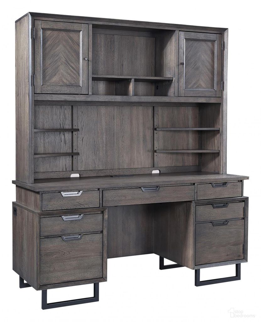 The appearance of Harper Point 66 Inch Credenza Desk w/ Hutch designed by Aspenhome in the modern / contemporary interior design. This fossil piece of furniture  was selected by 1StopBedrooms from Harper Point Collection to add a touch of cosiness and style into your home. Sku: IHP-316-FSL;IHP-317-FSL.