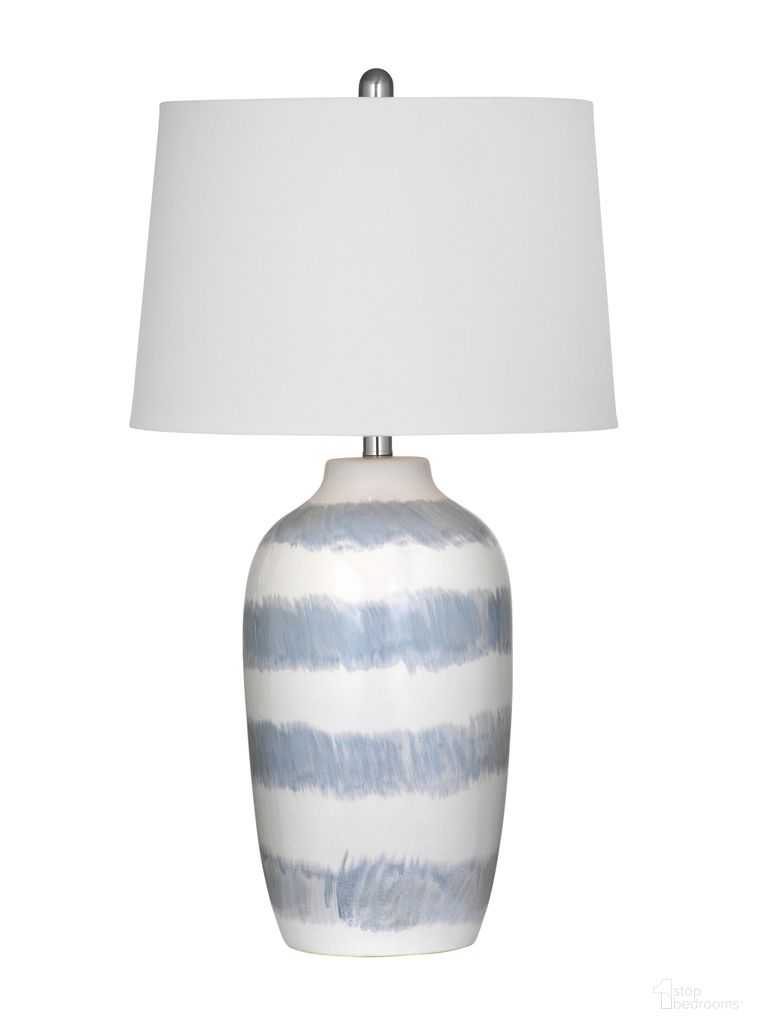 The appearance of Harper Table Lamp In Blue designed by Bassett Mirror Company in the traditional interior design. This blue piece of furniture  was selected by 1StopBedrooms from Harper Collection to add a touch of cosiness and style into your home. Sku: L4546T. Material: Ceramic.