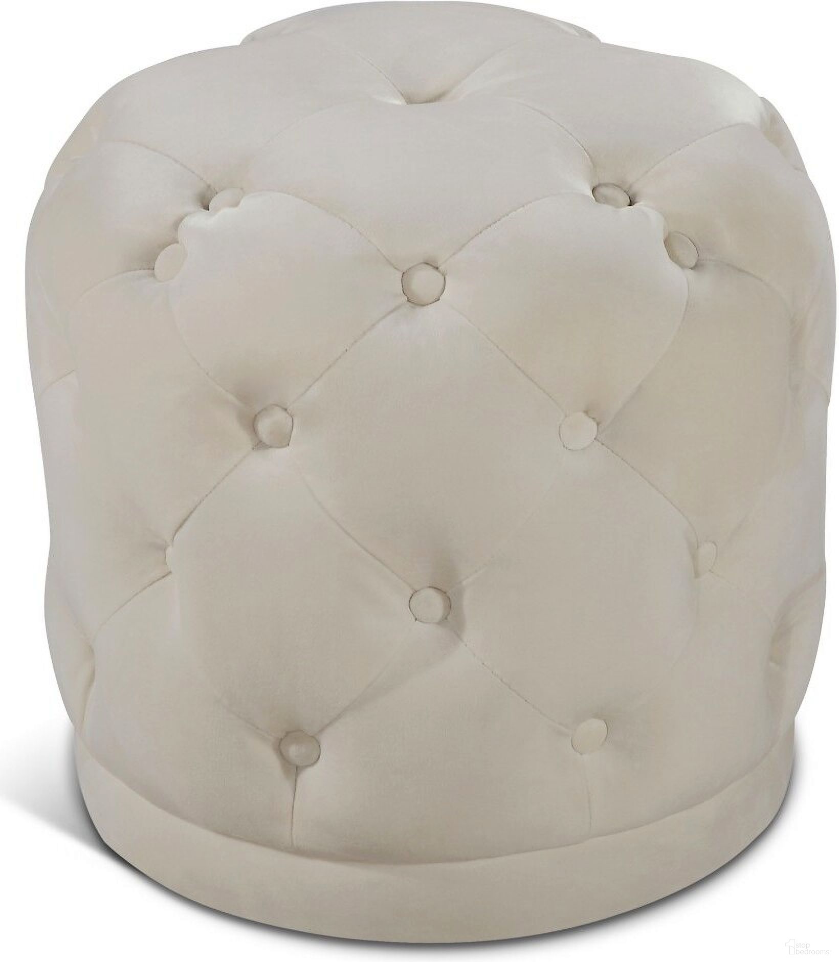 The appearance of Harper Velvet Ottoman/Stool In Cream designed by Meridian in the modern / contemporary interior design. This cream velvet piece of furniture was selected by 1StopBedrooms from Harper Collection to add a touch of cosiness and style into your home. Sku: 136Cream. Material: Velvet.