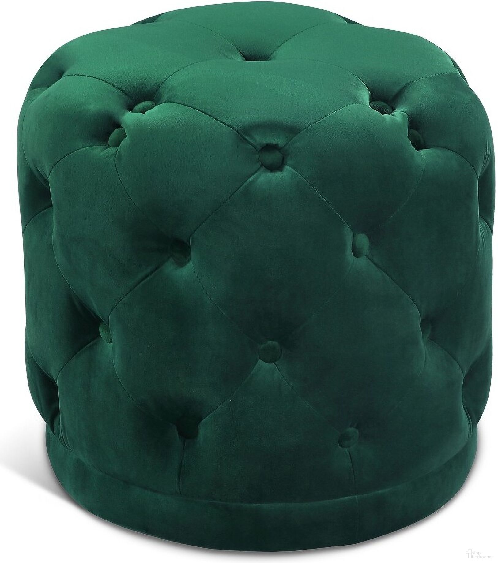 The appearance of Harper Velvet Ottoman/Stool In Green designed by Meridian in the modern / contemporary interior design. This green piece of furniture was selected by 1StopBedrooms from Harper Collection to add a touch of cosiness and style into your home. Sku: 136Green. Material: Velvet.