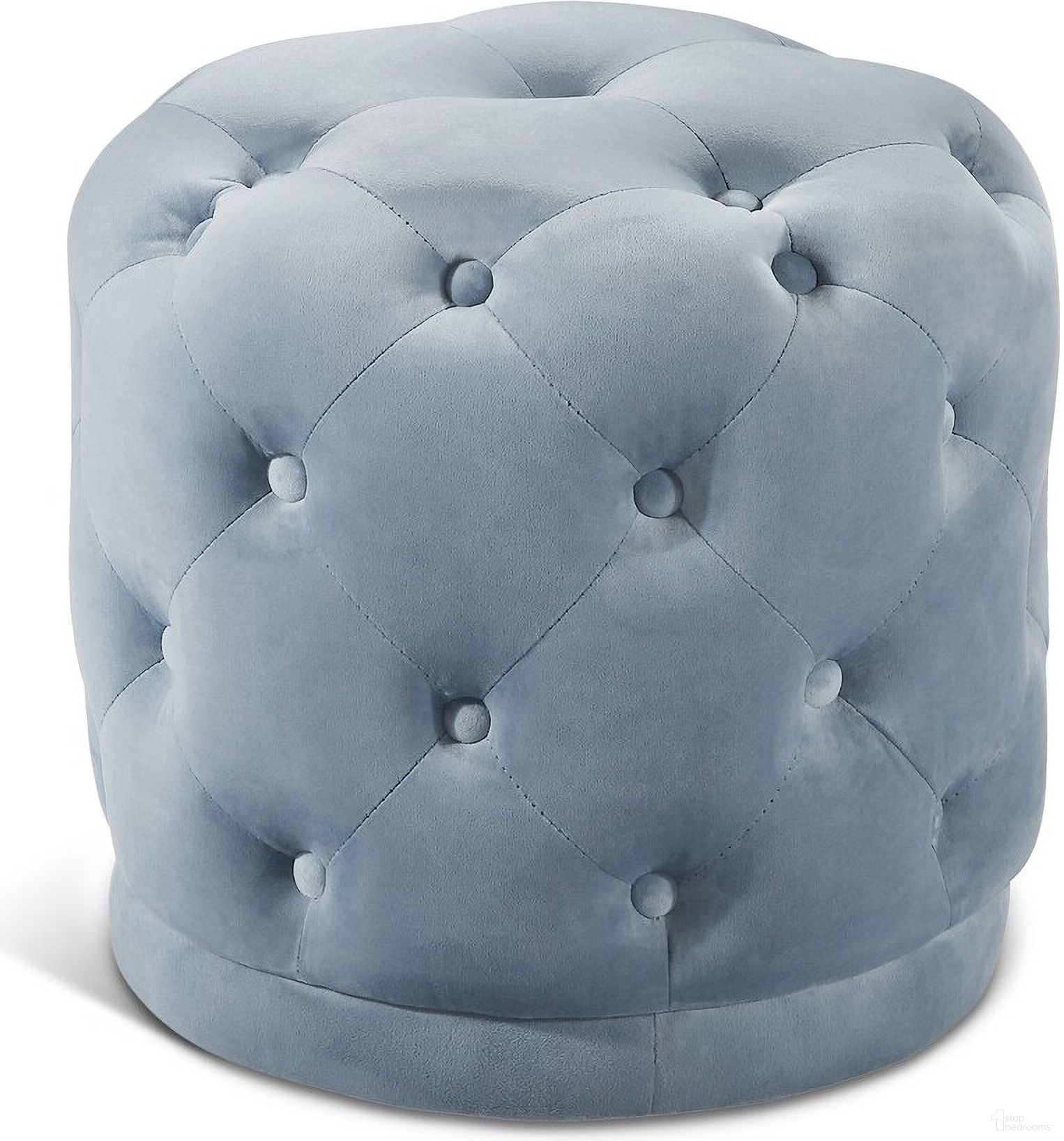 The appearance of Harper Velvet Ottoman/Stool In Sky Blue designed by Meridian in the modern / contemporary interior design. This sky blue piece of furniture was selected by 1StopBedrooms from Harper Collection to add a touch of cosiness and style into your home. Sku: 136SkyBlu. Material: Velvet.