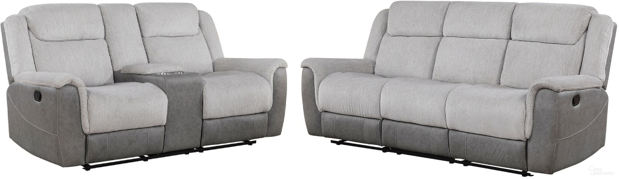 The appearance of Harriette Double Reclining Living Room Set In Gray designed by Homelegance in the modern / contemporary interior design. This gray piece of furniture was selected by 1StopBedrooms from Harriette Collection to add a touch of cosiness and style into your home. Sku: 9703GY-3;9703GY-2. Material: Chenille.