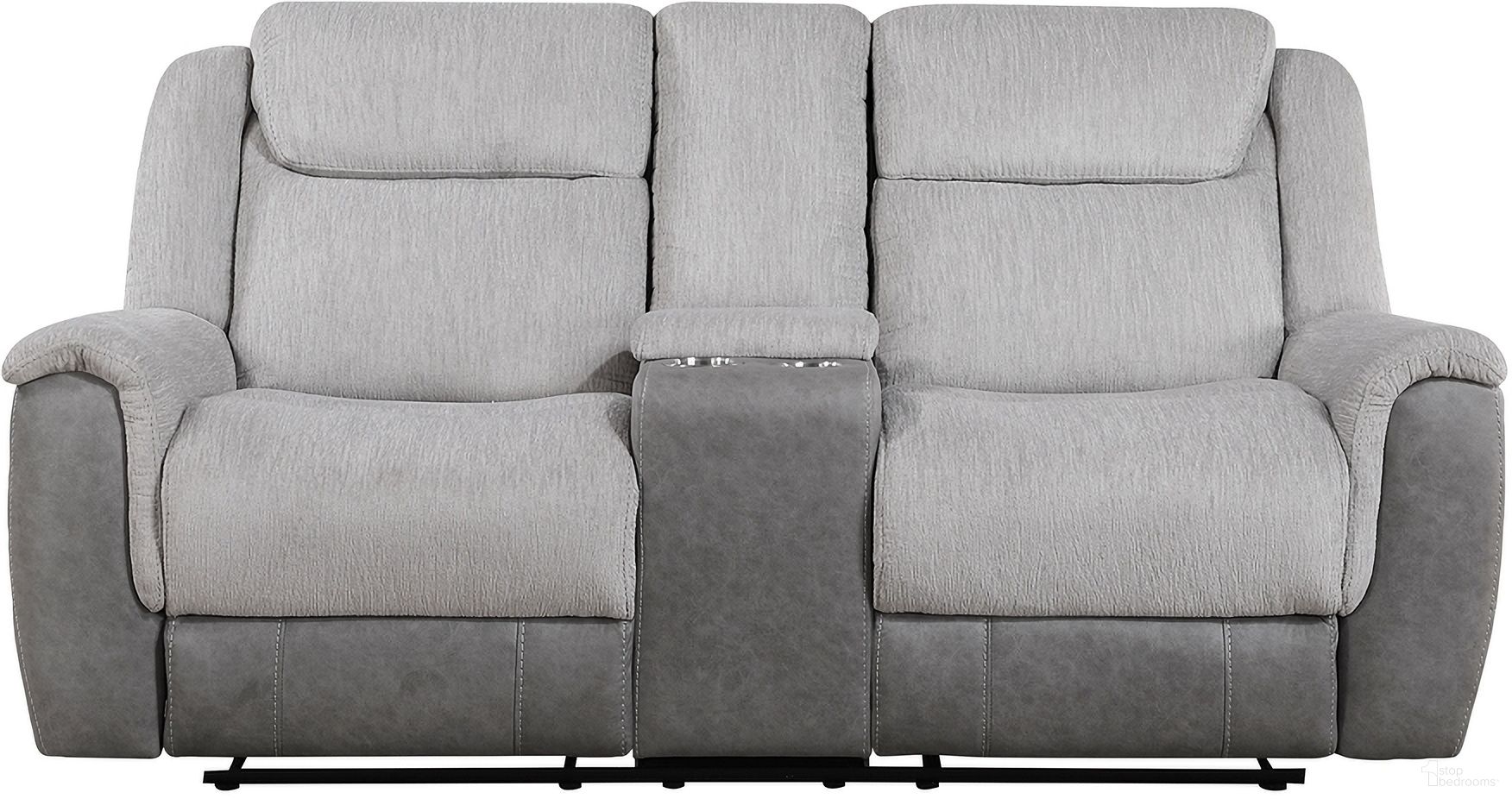 The appearance of Harriette Double Reclining Loveseat with Center Console In Gray designed by Homelegance in the modern / contemporary interior design. This gray piece of furniture was selected by 1StopBedrooms from Harriette Collection to add a touch of cosiness and style into your home. Sku: 9703GY-2. Material: Chenille.