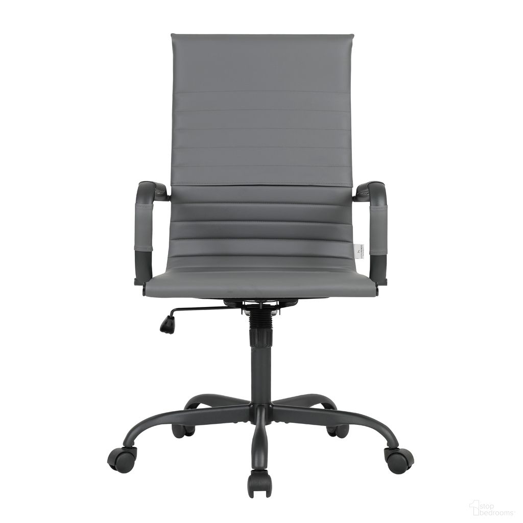 Harris Leather Home High-Back Office Chair In Grey and Black