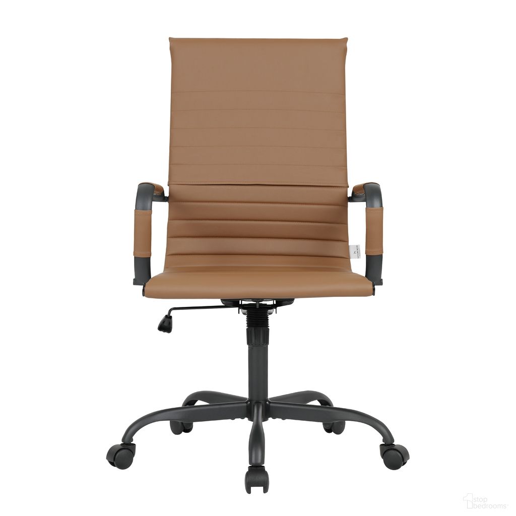 Harris Leather Home High-Back Office Chair In Light Brown and Black