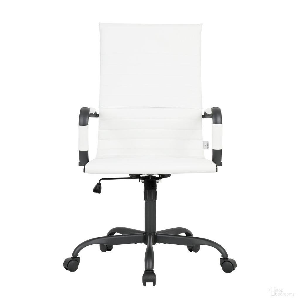 The appearance of Harris Leather Home High-Back Office Chair In White and Black designed by LeisureMod in the modern / contemporary interior design. This white/black piece of furniture  was selected by 1StopBedrooms from Harris Collection to add a touch of cosiness and style into your home. Sku: HOTBL19WL. Material: PU.