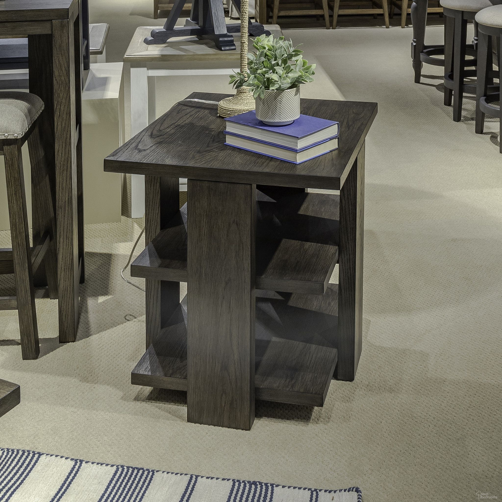 The appearance of Harrison End Table In Espresso designed by Liberty in the rustic / southwestern interior design. This espresso piece of furniture was selected by 1StopBedrooms from Harrison Collection to add a touch of cosiness and style into your home. Sku: 680-OT1020. Material: Solid Rubberwood.