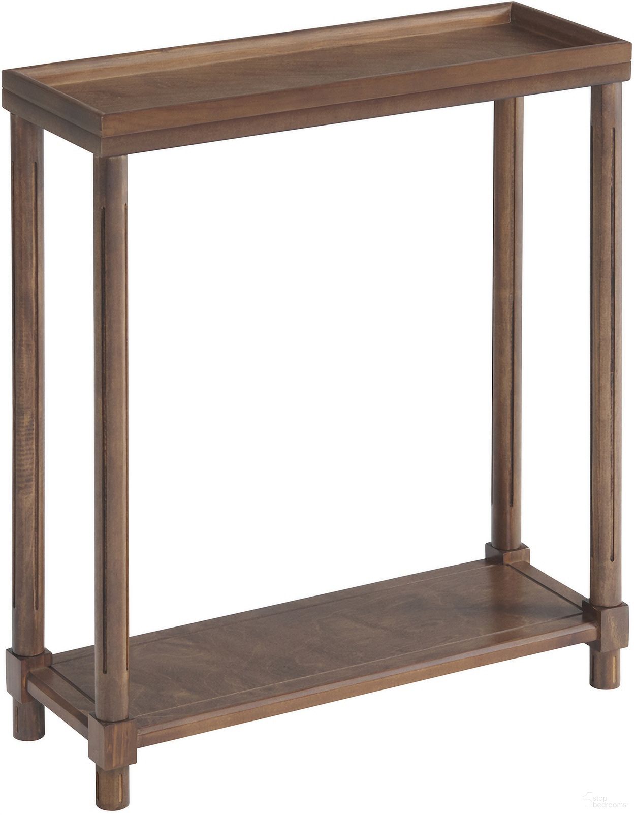 Harrison Narrow Side End Tables with Shelf Set of 2 In Chestnut