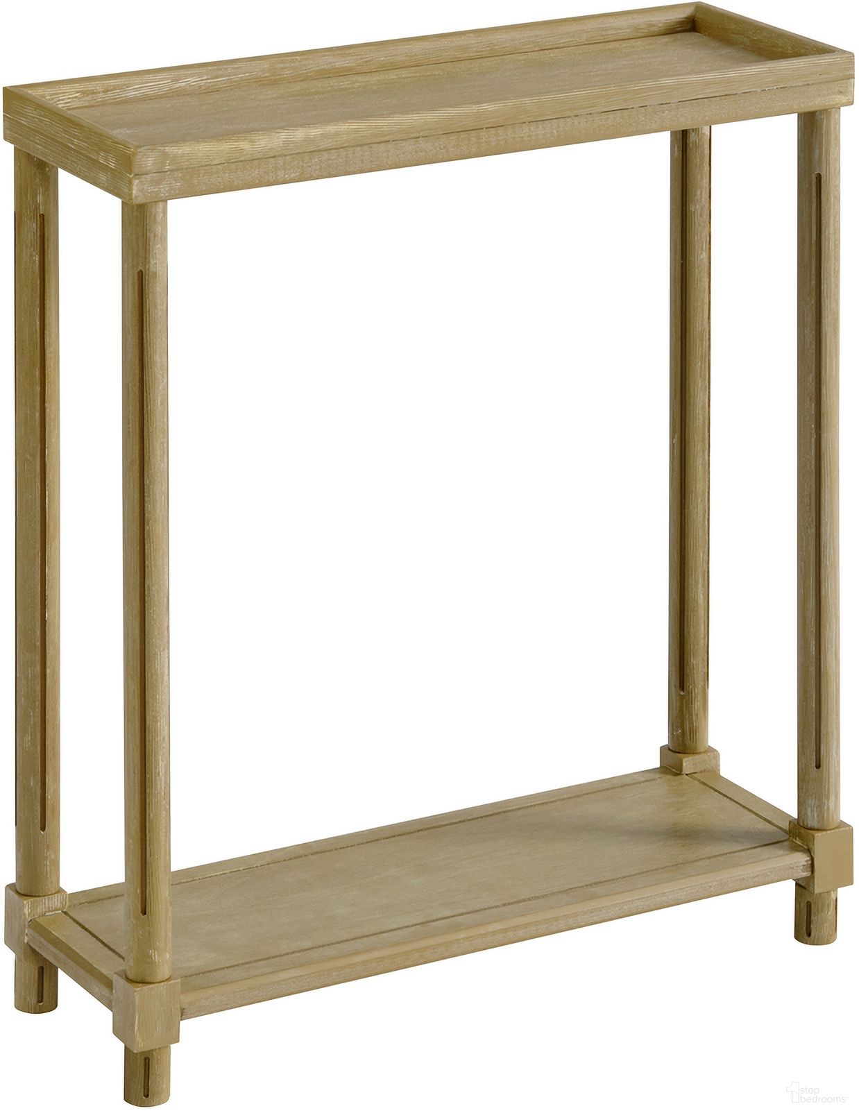 Harrison Narrow Side End Tables with Shelf Set of 2 In Distressed Oak