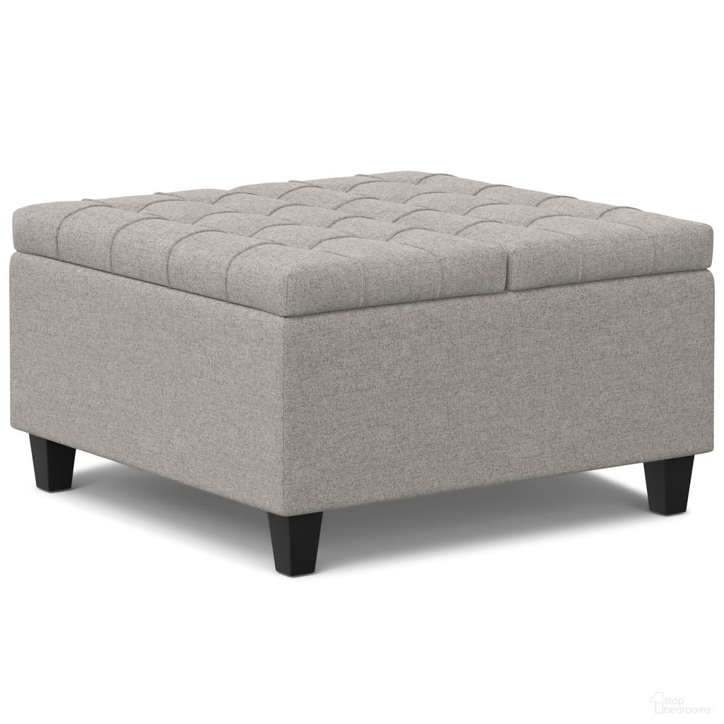 The appearance of Harrison Small Square Coffee Table Storage Ottoman In Cloud Grey designed by Simpli Home in the transitional interior design. This cloud grey piece of furniture was selected by 1StopBedrooms from Harrison Collection to add a touch of cosiness and style into your home. Sku: AXCOT-265SMQ-CLG. Material: Polyester.