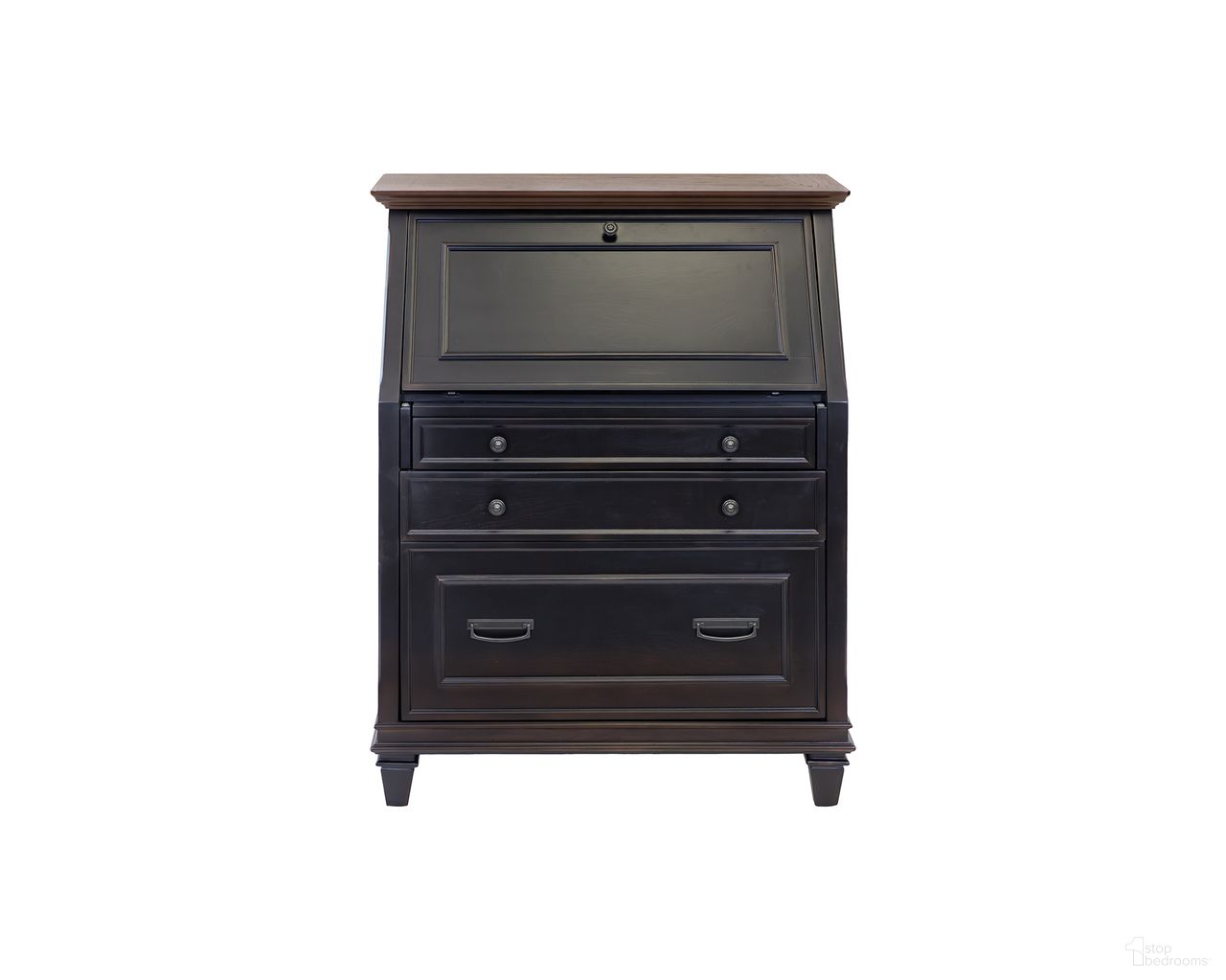 Hartford Wood Drop-Lid Secretary Desk In Two Toned Black