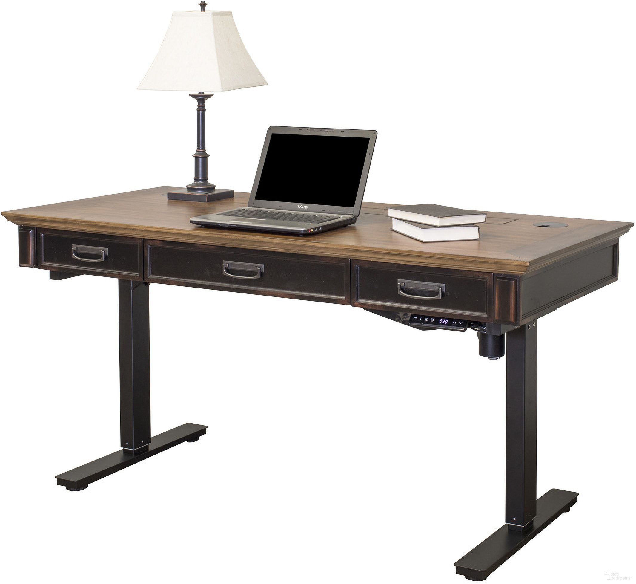 The appearance of Hartford Wood Electric Sit and Stand Desk In Two Toned Black designed by Martin Furniture in the traditional interior design. This two toned black piece of furniture was selected by 1StopBedrooms from Hartford Collection to add a touch of cosiness and style into your home. Sku: IMHF384T-KIT. Material: Wood.