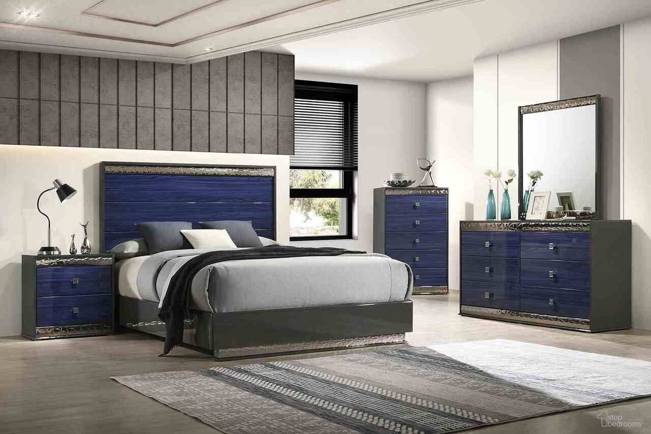 Hartlepool Bedroom Set In Ash Gray and Indigo Blue
