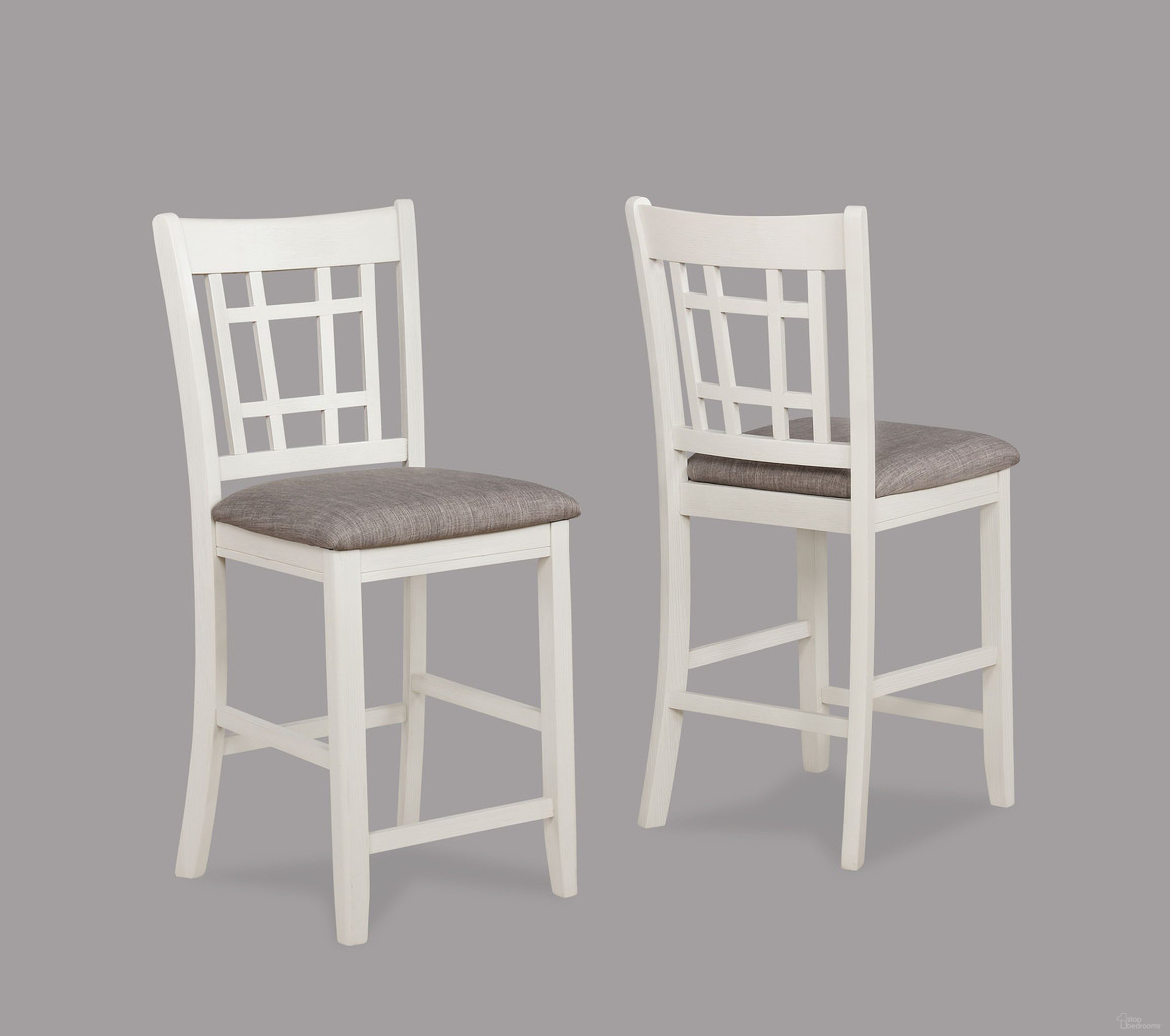 The appearance of Hartwell Counter Height Chair Set of 2 In Chalk Grey designed by Crown Mark in the transitional interior design. This chalk grey piece of furniture was selected by 1StopBedrooms from Hartwell Collection to add a touch of cosiness and style into your home. Sku: 2795CG-S-24. Material: Wood.